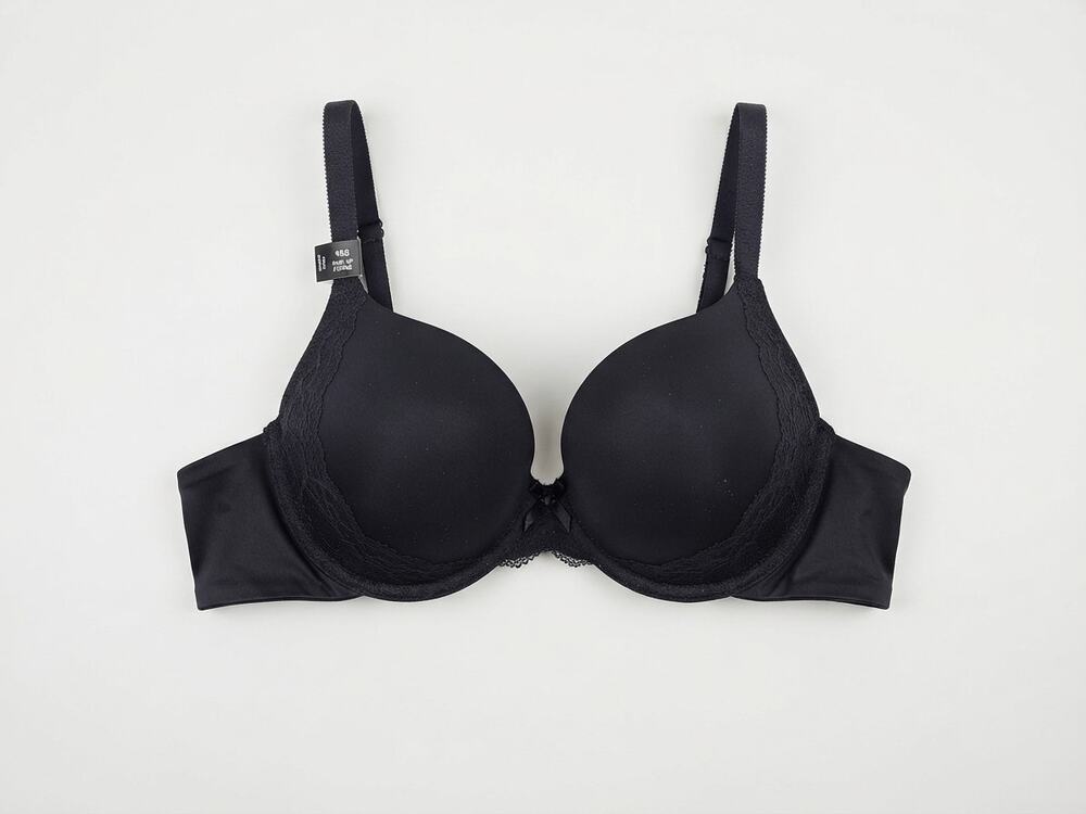 NEW Torrid 48B Plunge Push Up Black Bra Lingerie Underwire Lace Padded